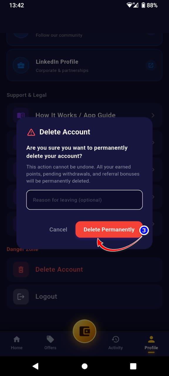 Step 3: Confirm Delete Permanently